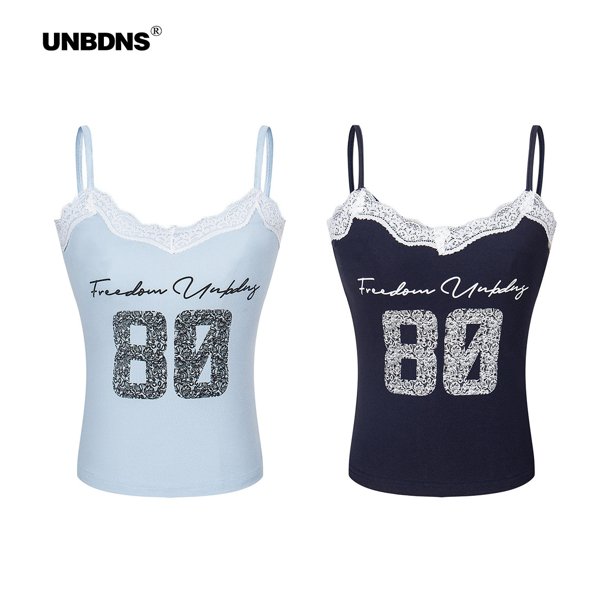 UNBDNS Lace-trimmed Camisole Vest for Women, 2025 Summer New Style, Design-Inspired Number and Letter Sleeveless Top