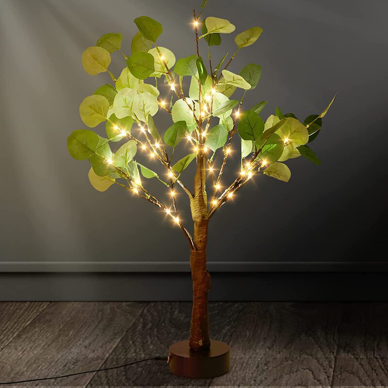Luminous eucalyptus decorative battery powered or USB warm white LED fairy light for wedding family Christmas