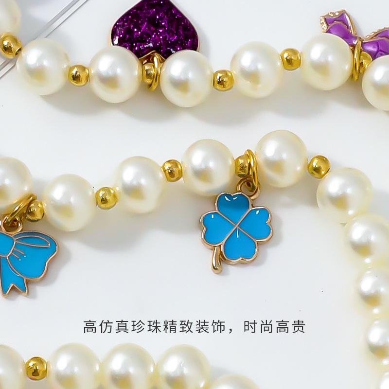 Collar de perlas de gato de simulación collar de arco cómodo perro pequeño amor perro colgante de moda joyas de mascotas