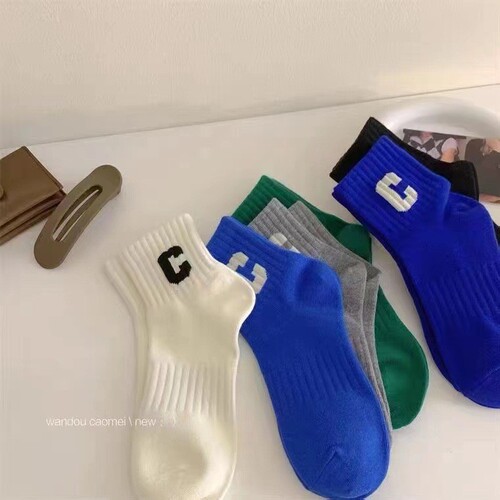 Socks Women's Autumn and Winter Cotton Socks Wholesale Little Red Book Same Style Boat Socks Solid Color Letters Trendy Women's Cotton Socks