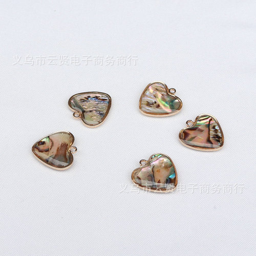 Natural Sea Shell Black Shell Iridescent Shell Round Heart-Shaped Pendant with Gold-Plated Edge  
DIY Bracelet, Necklace, Earring Accessories and Charms