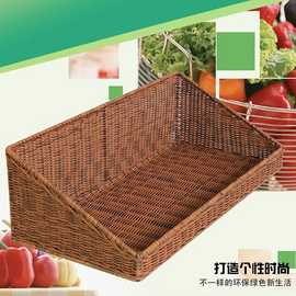 PE仿藤超市展示篮 卖场陈列篮 收纳储物篮市场摆设工具冷库置物框