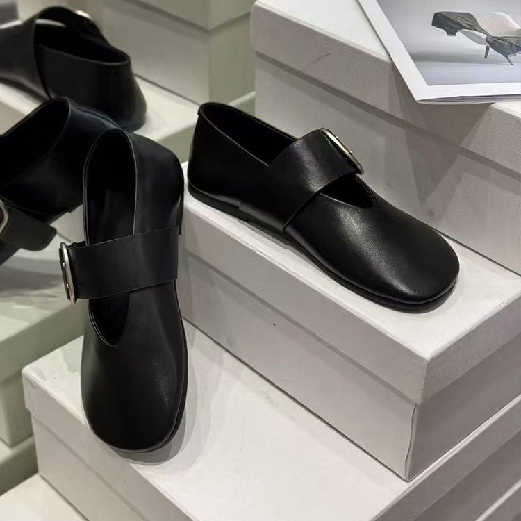 Soft Leather Version ~ New Spring And Autumn French-style Versatile Retro Mary Jane With Metal Buckle, Flat Shallow_vogvips.com