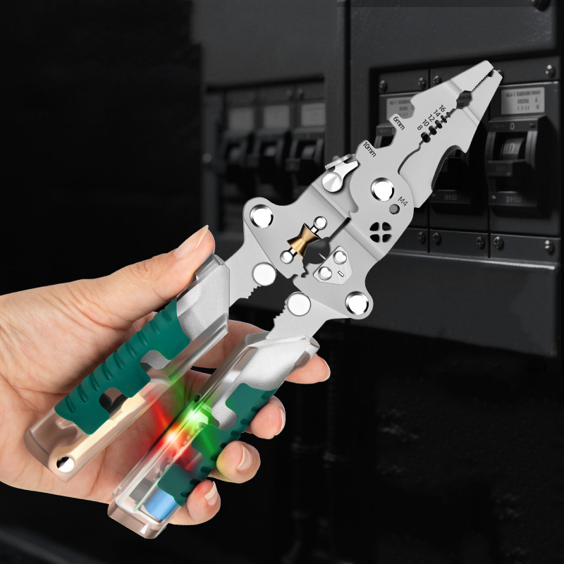 新品电工专用工具带测电分线绕线压线钳子折叠电工钳多功能剥线钳
