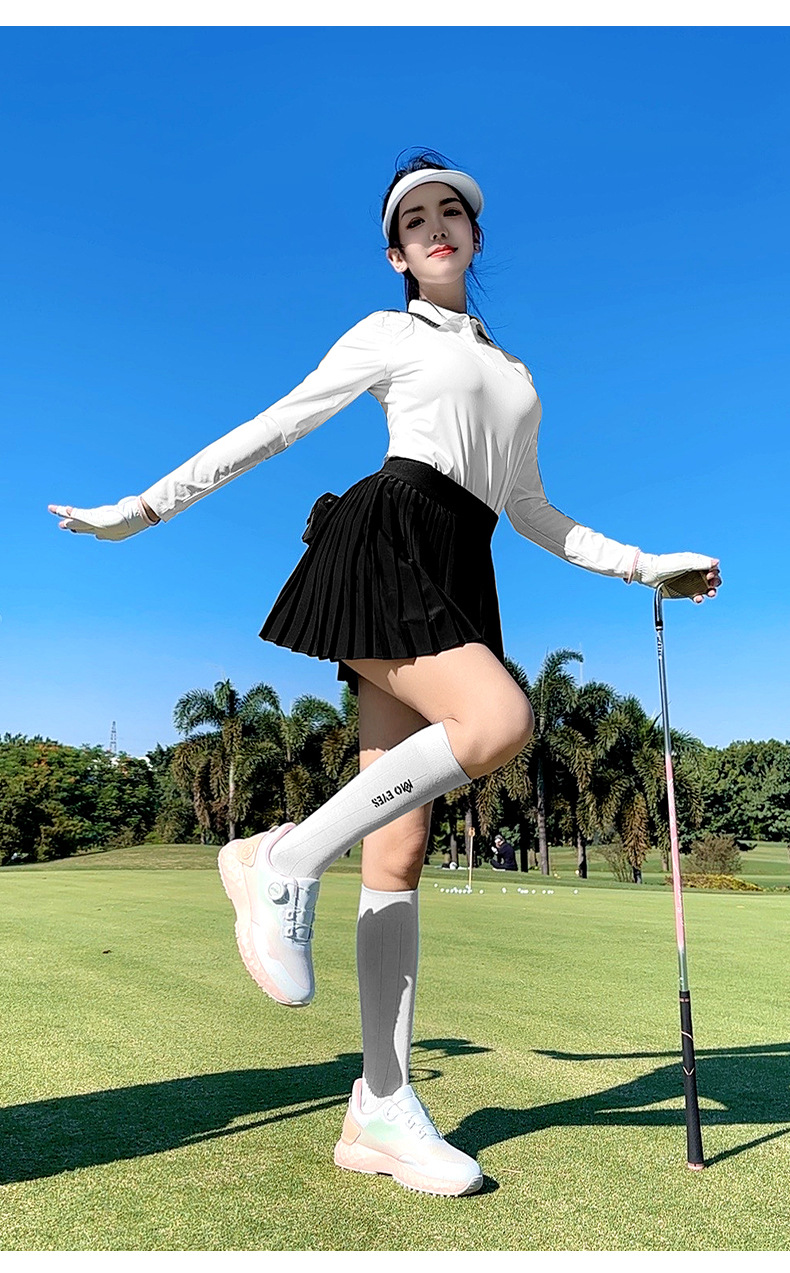 Áo thun dài tay golf nữ PGM cổ sườn ôm eo — YF744 [Cổ sườn có màu/vải co giãn] Áo sơ mi POLO màu trắng chi tiết 7