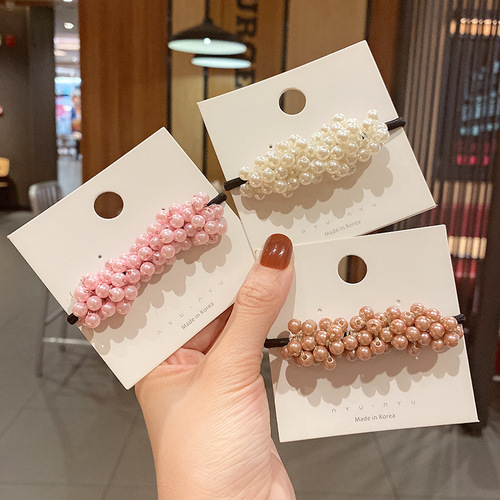 South Korea's Dongdaemun new headband rubber band hair tie Korean version braided pearl hair tie rubber band hair accessories head flower