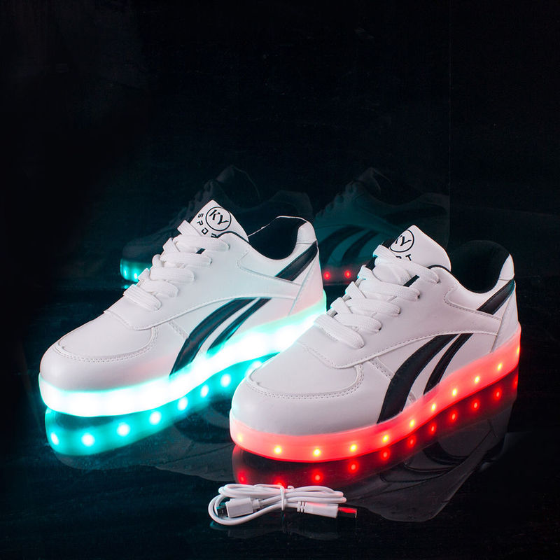 Waterproof Rechargeable Colorful Luminous Shoes Ghost Step Shoes Light-Up Shoes Luminous Men and Women Couples Students Korean Style Single Shoes Hip-Hop Shoes