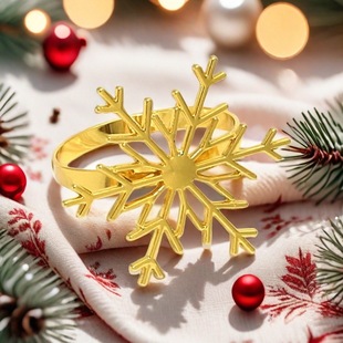 Cross-Border Christmas Snowflake Napkin Buckle Hotel Supplies Table Cloth Ring Holiday Party Table Decorations
