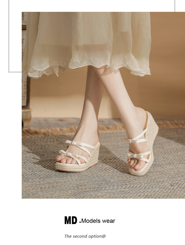 Sandal cao gót nữ hở mũi đế xuồng bện thừng gót 9 cm — màu trắng ngà chi tiết 12