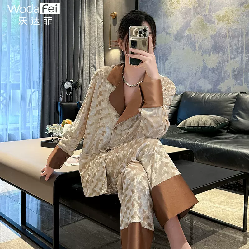 轻奢豹纹金钻绒睡衣保暖加厚丝绒可外穿家居服高级感长袖睡衣秋冬