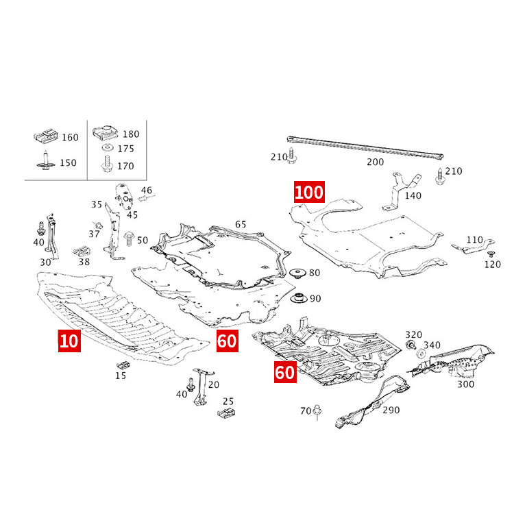 Suitable for E-Class Mercedes W212 front bumper, E200 engine, E260 gearbox, E300 body, E320L chassis lower guard plate