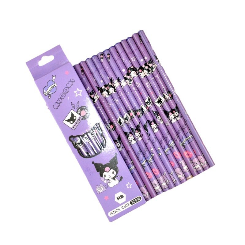 Creativo y lindo Sanrio Yugui Dog Kulomi Lápiz en caja para estudiantes Escritura y dibujo Lápiz de dibujo a lápiz HB