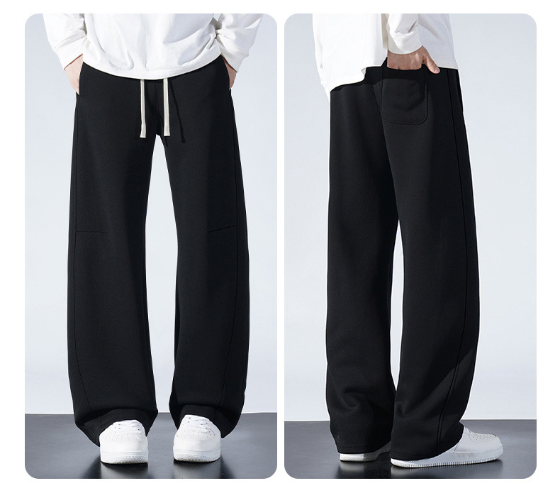 Pantaloni tuta uomo gamba larga taglio dritto cotone comodo_voghion.com
