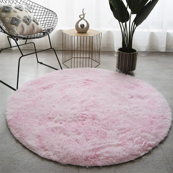 Light pink dyeing round carpet