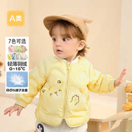 儿童轻薄羽绒服外套冬季男女宝宝内胆保暖外套卡通白鸭绒外出服