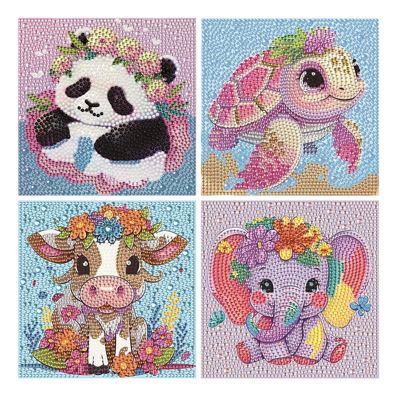 Transfronterizo Amazon nuevo dibujo de diamante infantil diy niña juguetes hechos a mano animal diamante dibujos animados pegatinas