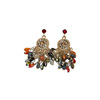 Silver needle, crystal, fashionable retro ethnic earrings, flowered, ethnic style, light luxury style, wholesale