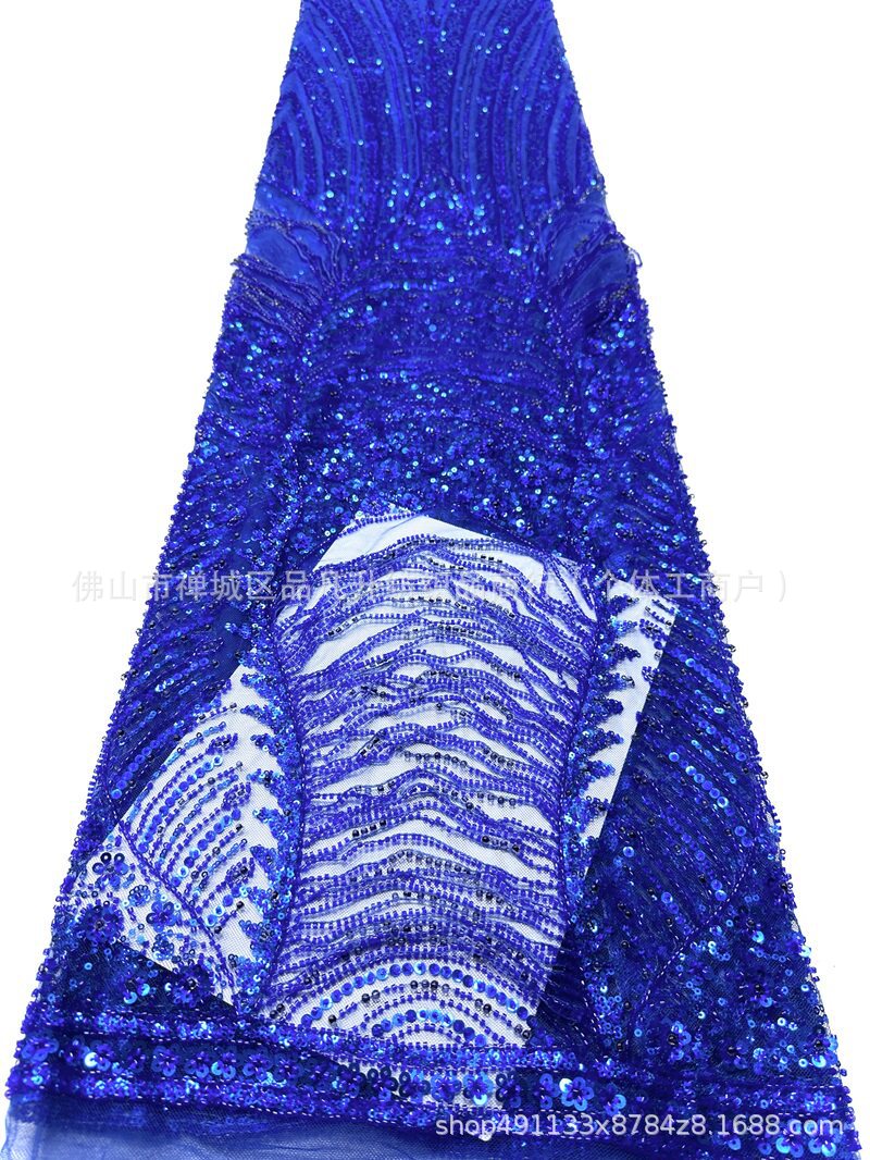 Fabricante pesado flange cuentas de tela de moda diseño europeo y americano vestido de cena vestido de tela
