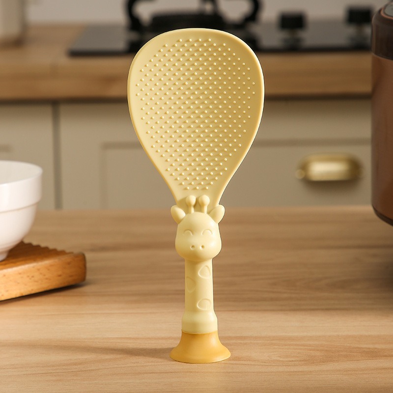 Cuchara de arroz de ciervo de cocina de tipo ventosa vertical antiadherente para arroz de arroz de grado alimenticio resistente a altas temperaturas para uso doméstico