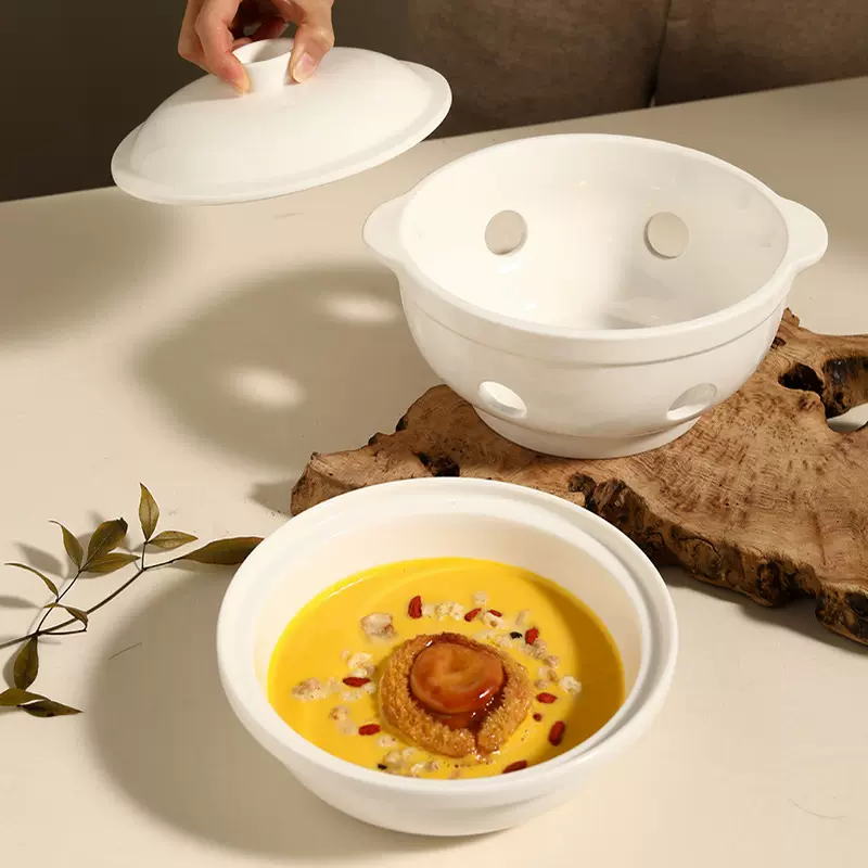 陶瓷酒精蜡烛加热煲家用保温鲍鱼盘菜盘子燕窝炖盅酒店西餐厅餐具