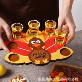 木质酒杯托盘家用桌面火鸡造型分格沾盐盘威士忌沾糖盘收纳盘