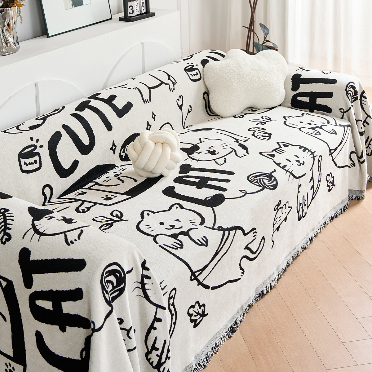 Cartoon Schnell toallas de sofá antideslizante gruesas almohadillas de sofá anti-cat universal cuatro estaciones cubierta de una sola pieza