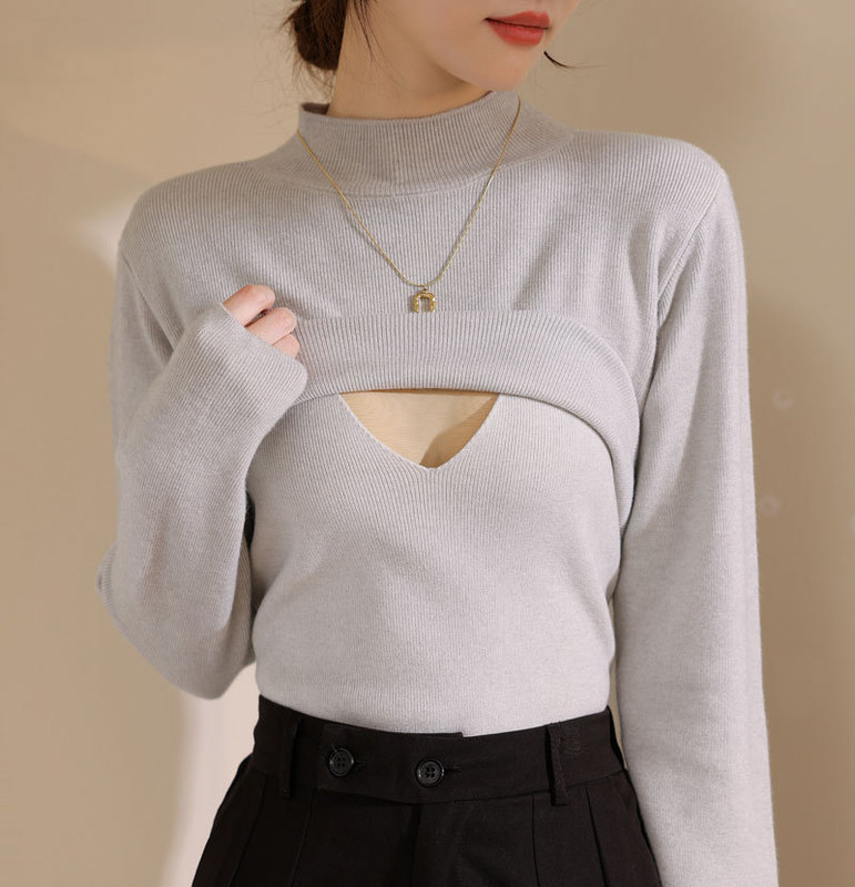 9509 nursing sweater autumn and winter thickened fashion new maternity clothes postpartum warm all-match half turtleneck nursing knitted