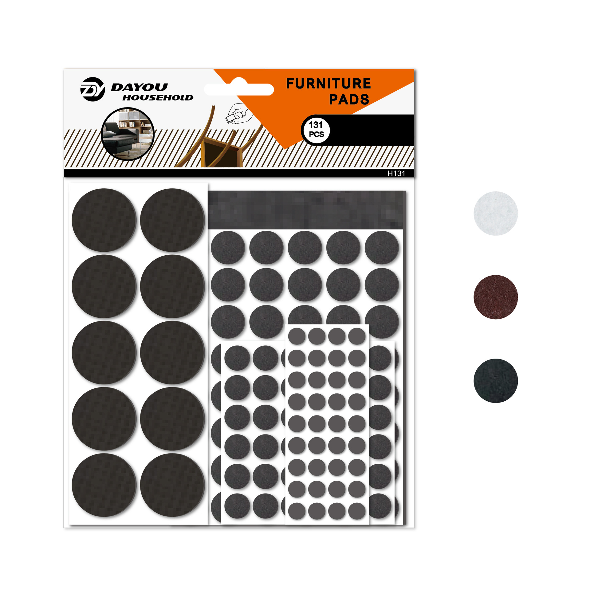 【大有家居】131件套吊卡装压纹eva垫毛毡桌脚垫子