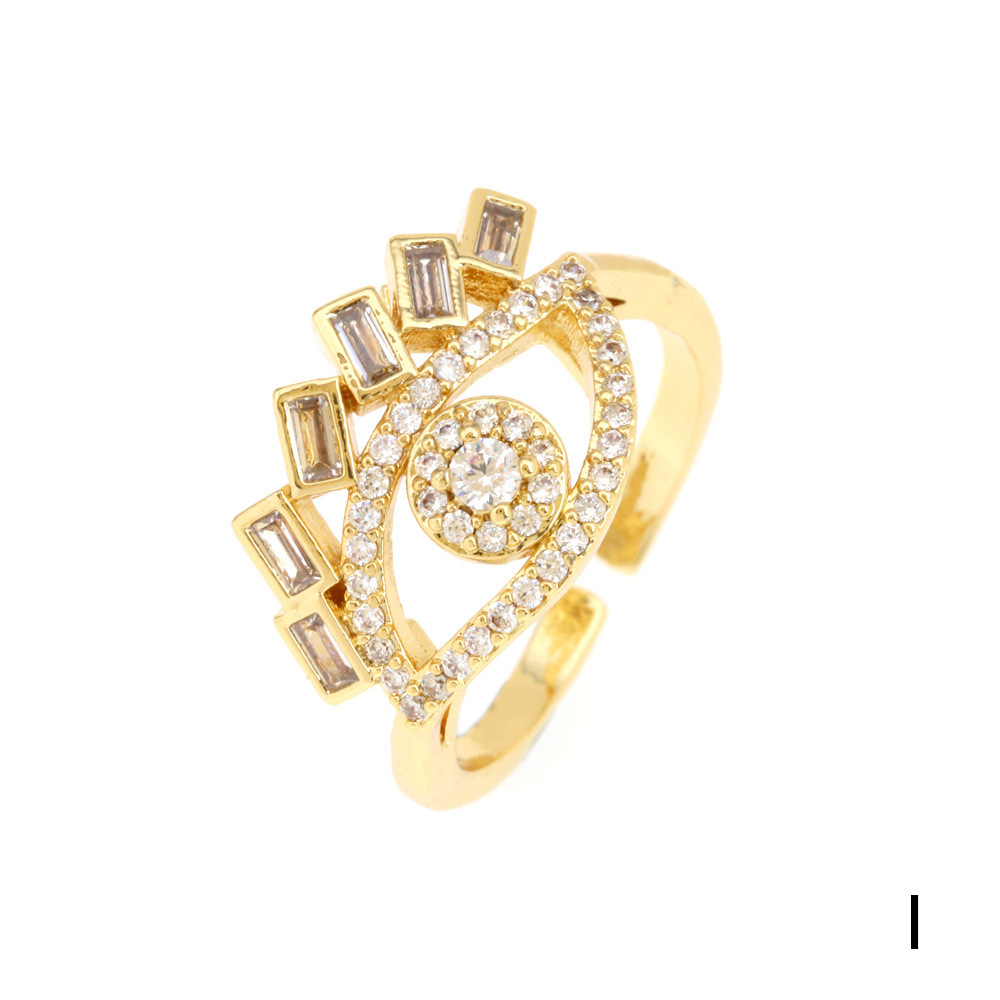 Fashion Eye Copper Inlay Zircon Open Ring 1 Piece