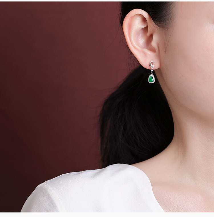 Bông tai bầu Fulu cổ điển mạ vàng bạc S925 — Kiểu màu bạc chi tiết 6