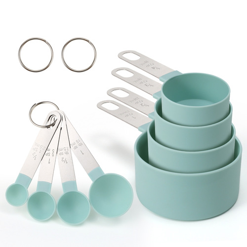 Baking Tools Stainless Steel Handle Measuring Spoon Plastic Measuring Cup Measuring Spoon 8-piece Set with Scale Silicone Measuring Spoon Set