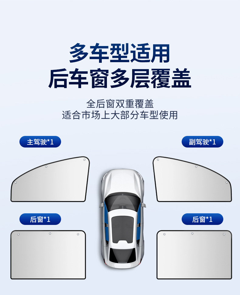 Suction Cup Car Sunshade Curtain for Windows, Sun Protection and Heat Insulation, Car Interior Side Window Privacy Sunshade