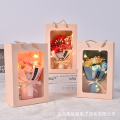 母親節禮物創意康乃馨玫瑰花束成品教師節仿真香皂花花束生日禮盒