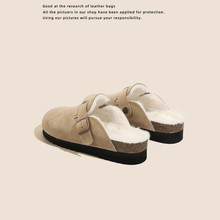 韩国毛毛鞋博肯鞋女2025新款秋冬一脚蹬加绒博肯单鞋厚底包头半拖