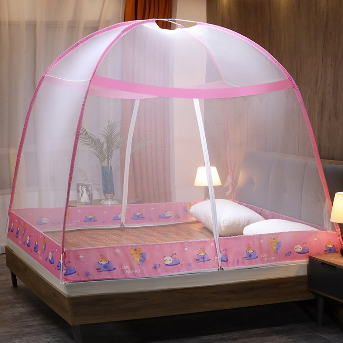 Instalación gratuita de mosquiteros de yurta, mosquiteros domésticos de doble puerta para niños, mosquiteros plegables dobles, fábrica de dormitorios al por mayor