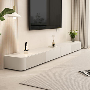 Wholesale Nordic Tv Cabinet Coffee Table Combination Modern Simple Living Room Light Luxury Floor Cabinet Solid Wood White Cream Style Tv