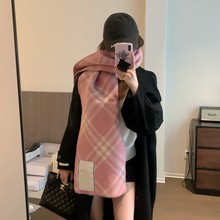对版B家全智贤同款羊毛双面格纹围巾女冬季韩版保暖披肩女士保暖