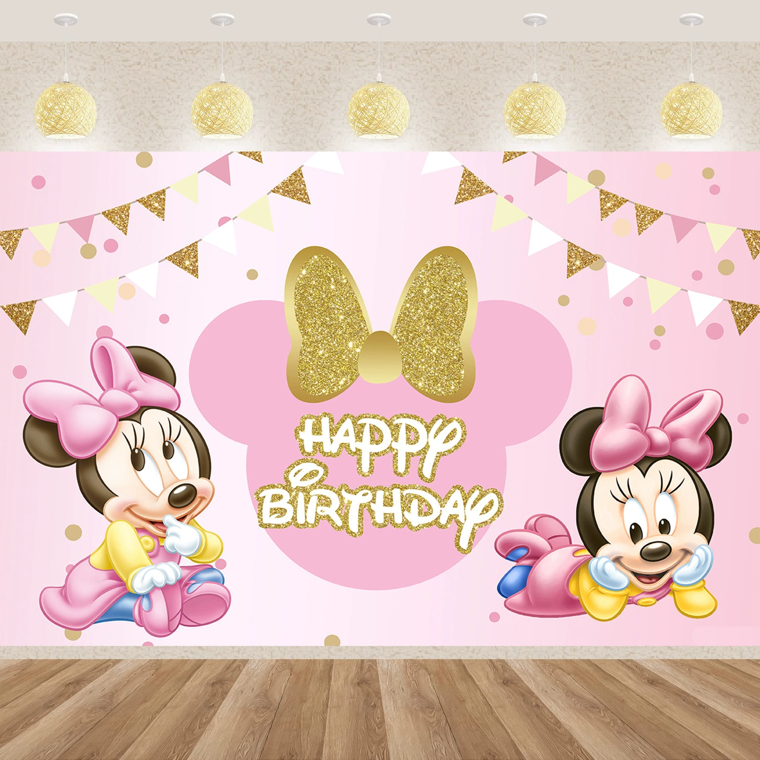 Трансграничная амазонка Микки Минни тематическая фоновая ткань Детский день рождения съемки фоновая ткань виниловый материал