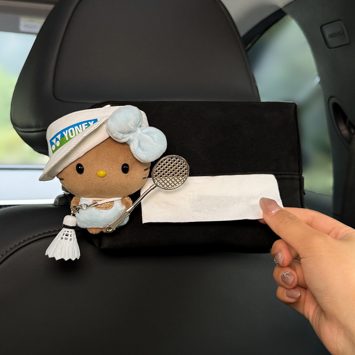 New Kitty car tissue box for the front and back seats, cute tissue hanging bag for the car interior for women