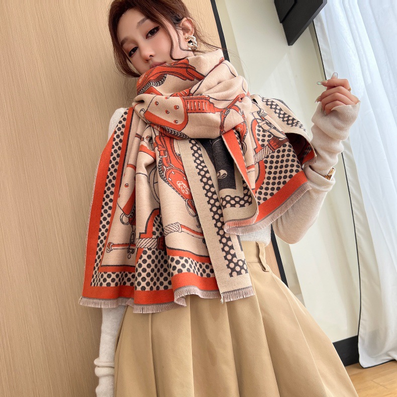 Sciarpa jacquard in cashmere imitazione di alta qualità e di lusso leggero, scialle invernale versatile da donna, antivento e caldo spesso_voghion.com