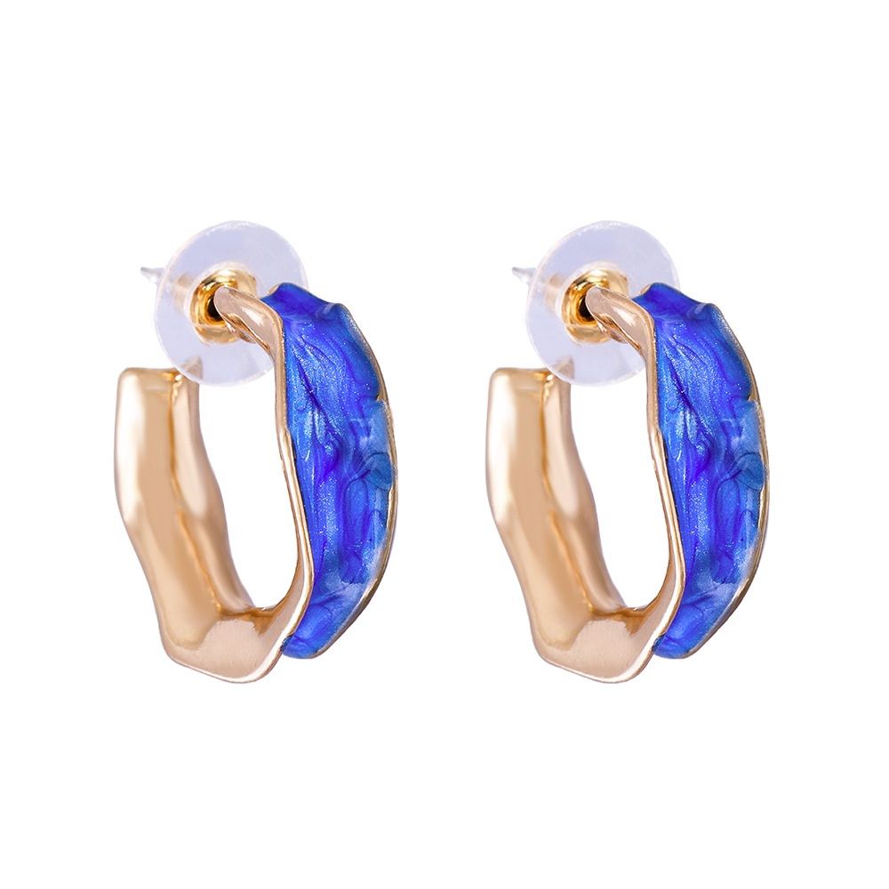 Retro Color Enamel C-shaped Earrings Wholesale Nihaojewelry display picture 5