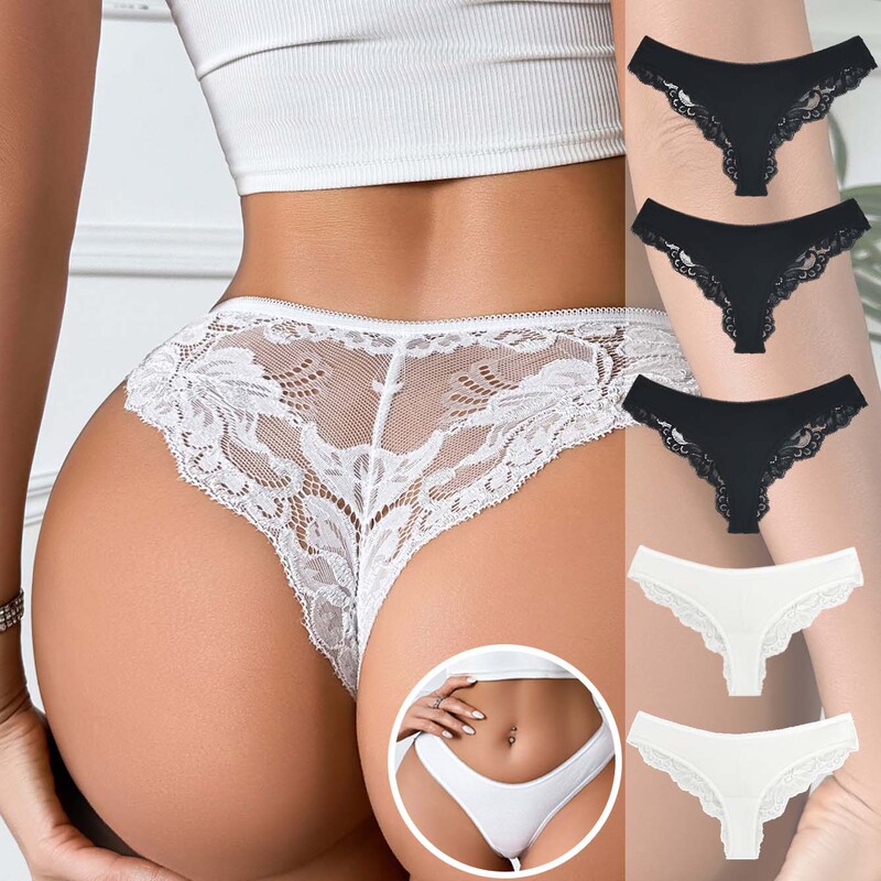 Amazon's New Women's Underwear Lace Splicing Cross-Border Exclusive Pure Comfortable Breathable Women's Thong Ready for Sale Amazon's New Women's Underwear Lace Splicing Cross-Border Exclusive Pure Comfortable Breathable Women's Thong Ready for Sale