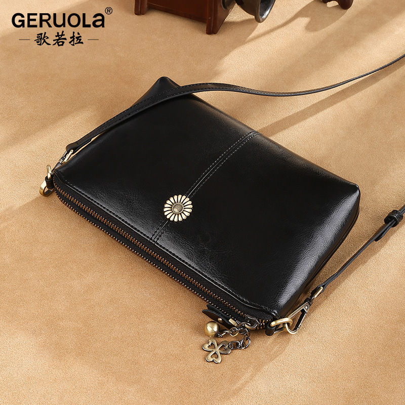 Bolsos para mujer bags nuevo bolso de mensajero de un solo hombro cuero suave de la madre de cuero bolso pequeño bolso de teléfono negro de todo fósforo