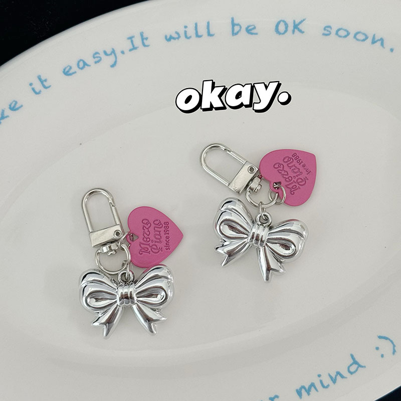 Llavero con lazo "love" estilo coreano, diseño de nicho, ideal para coche, auriculares o bolso, venta al por mayor