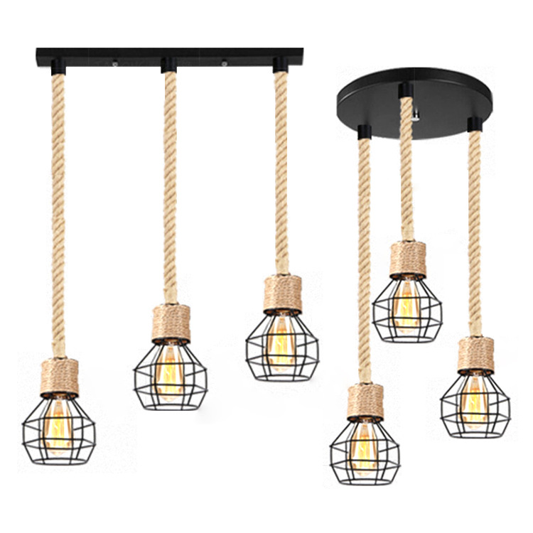Estilo industrial retro americano, hierro forjado, cuerda de cáñamo, candelabro, restaurante, tienda de ropa, bar, ventana, nórdico, minimalista moderno