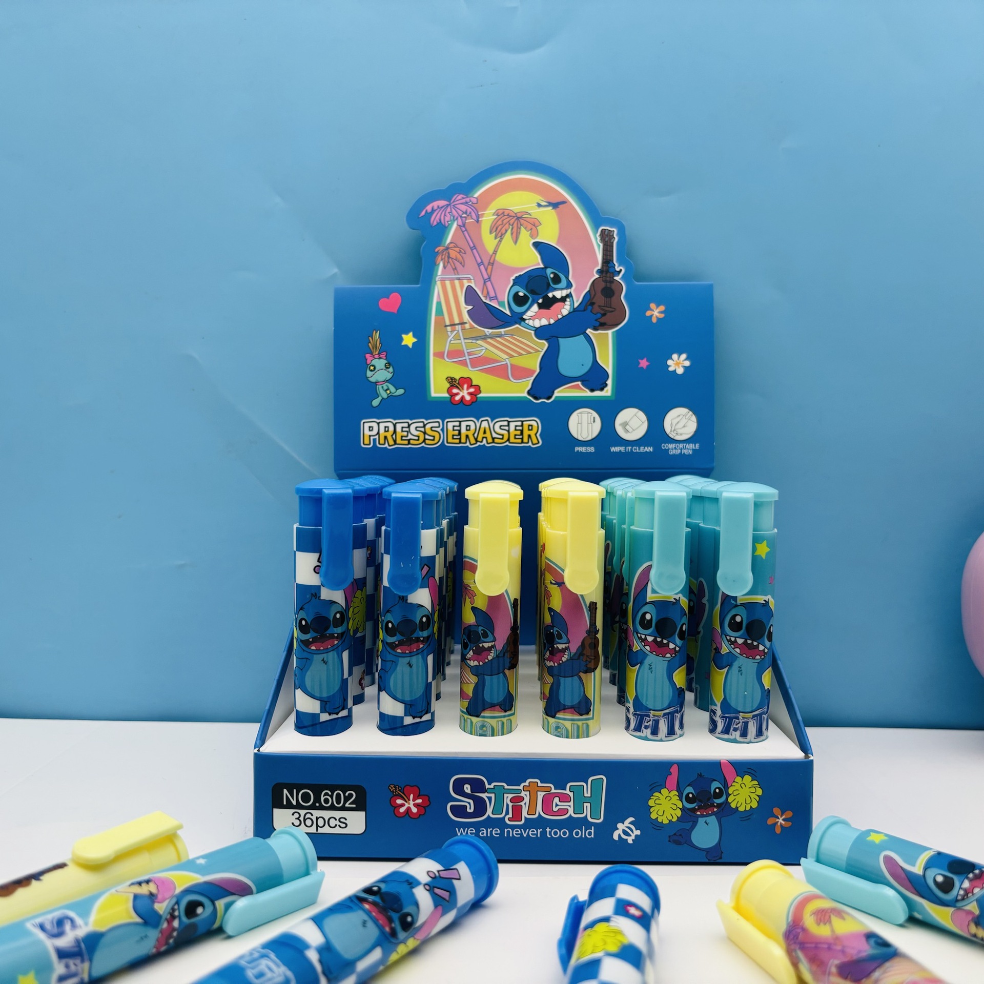 Nuevo Star Baby Presione Eraser Animation Steele creativo limpio menos residuos estudiantes y niños suministro de goma