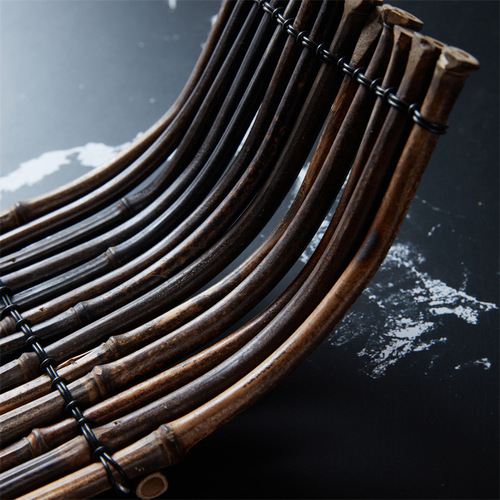 Purple bamboo row staggered bamboo row coaster Japanese and Korean cuisine sushi ornaments bamboo plate bamboo boat tilt-shaped tea row serving tray