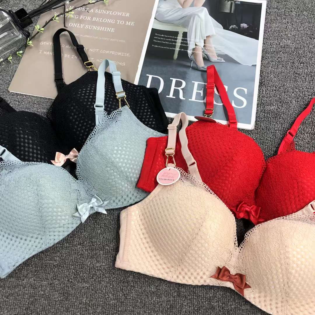 Sujetador de encaje de punto cintura ajustable adelgazamiento pecho ropa interior pequeño pecho push up ropa interior cómoda push up sujetador sin costuras image 3