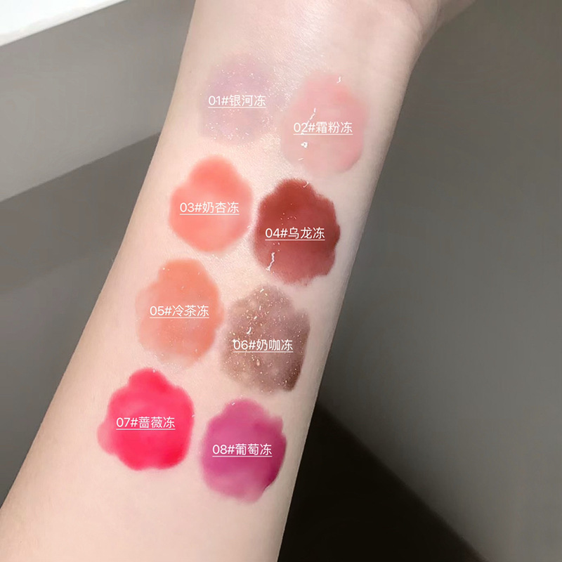 Gege Bear esmalte labial brillante con brillo de agua para cubrir las marcas labial. Esmalte labial transfronterizo brillante con espejo de agua.