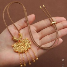 老铺同款可穿黄金吊坠挂绳手工编织八宝罗盘项链绳配天子门生盘缠